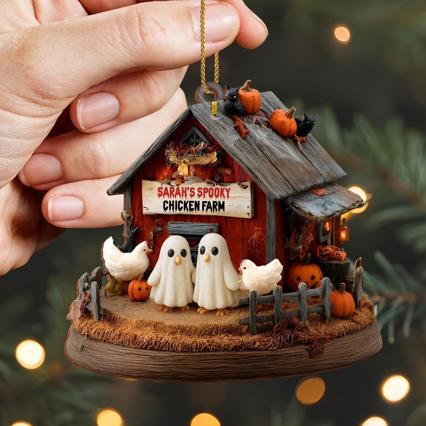 Sarah's Spooky Chicken Farm With Ghosts and Pumpkins