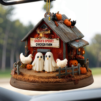Sarah's Spooky Chicken Farm With Ghosts and Pumpkins