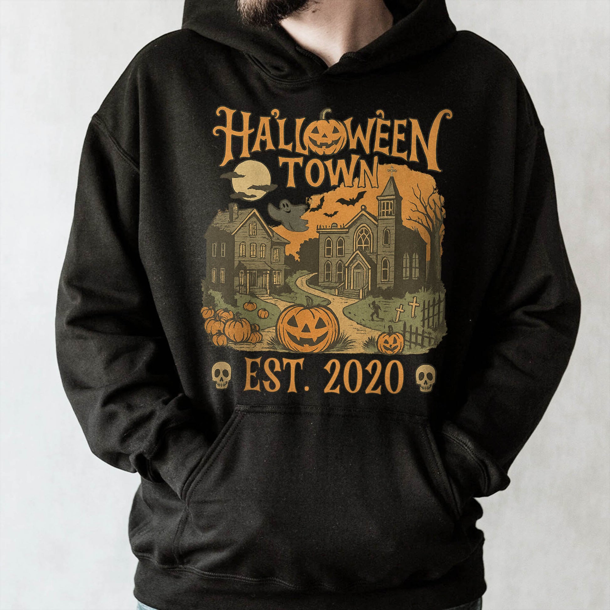 Halloween Town Established 2020 With Pumpkins And Ghosts