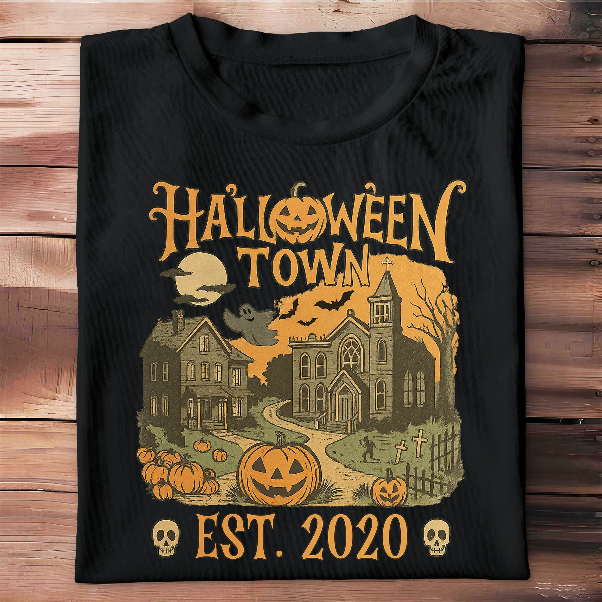 Halloween Town Established 2020 With Pumpkins And Ghosts