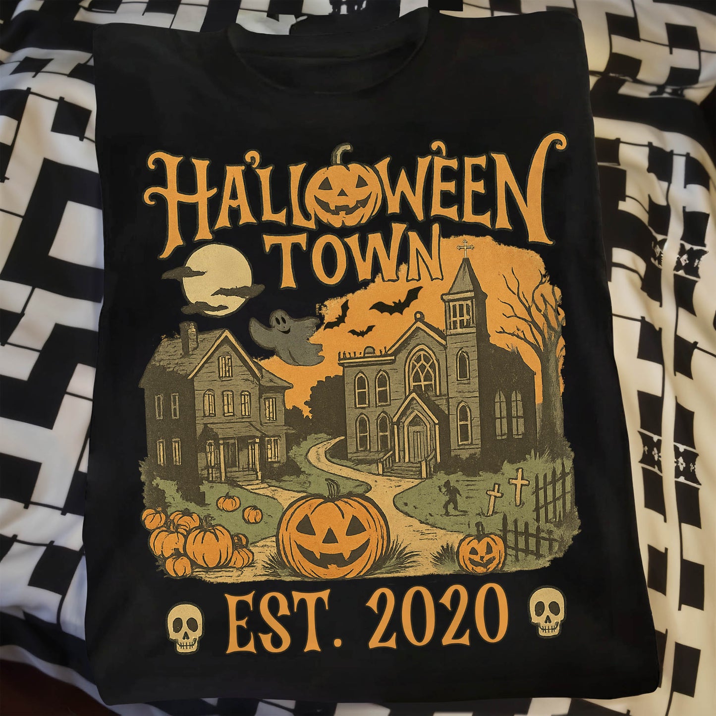 Halloween Town Established 2020 With Pumpkins And Ghosts