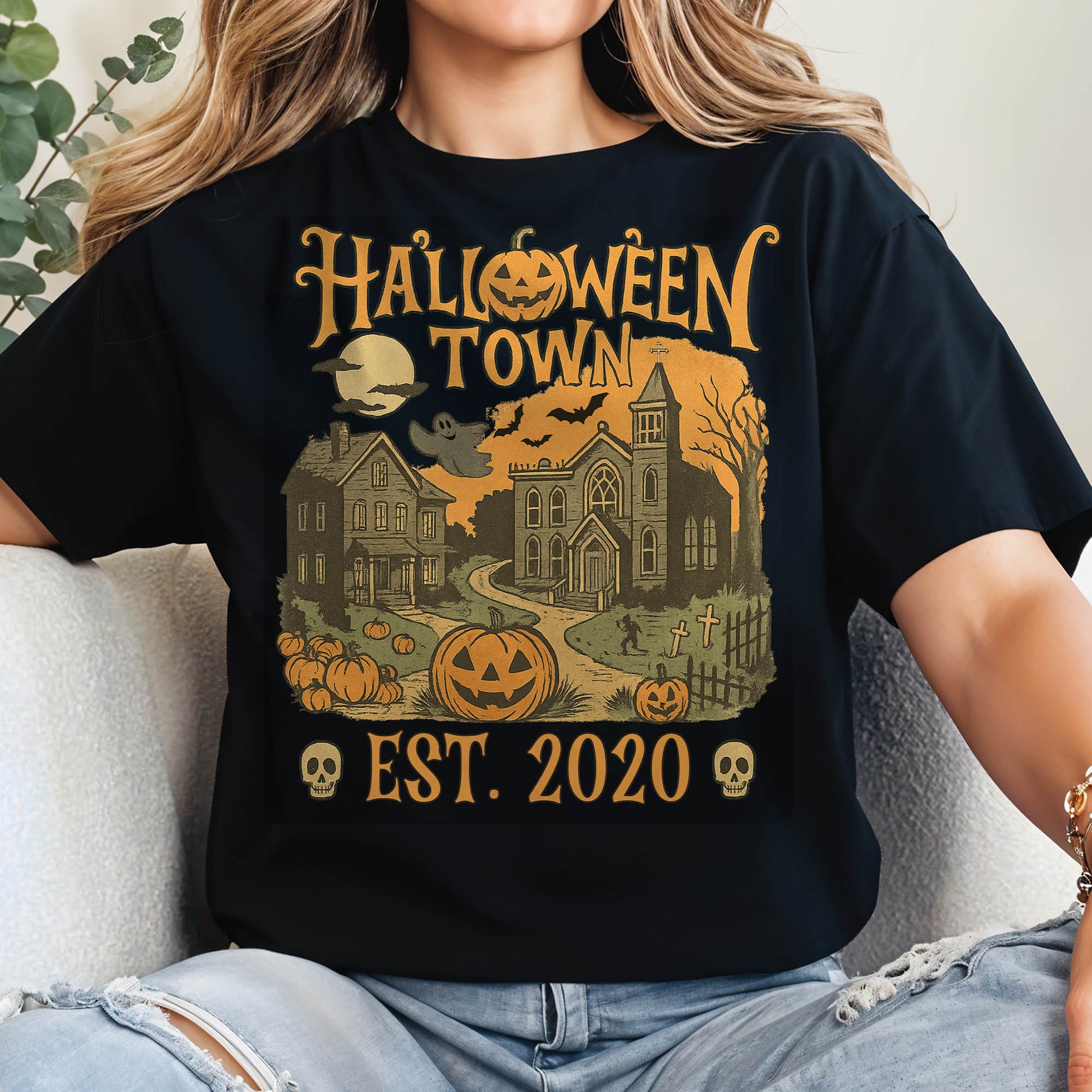 Halloween Town Established 2020 With Pumpkins And Ghosts