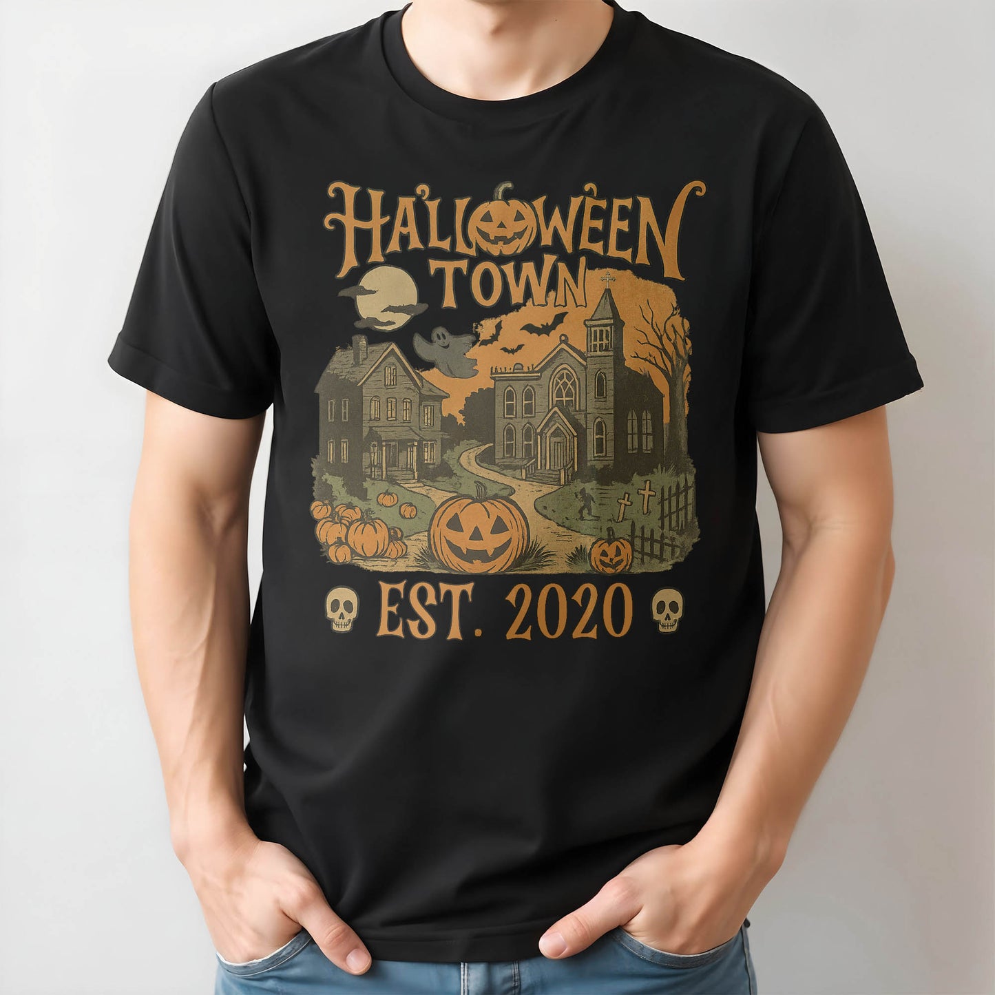 Halloween Town Established 2020 With Pumpkins And Ghosts