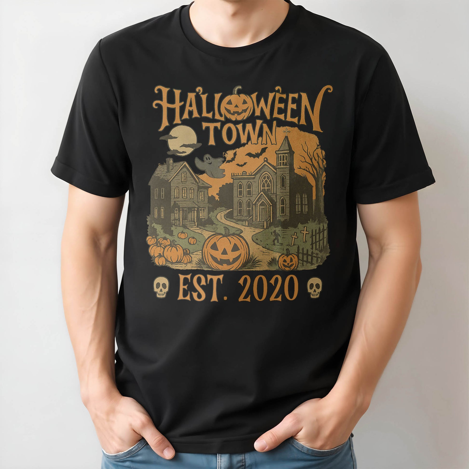 Halloween Town Established 2020 With Pumpkins And Ghosts
