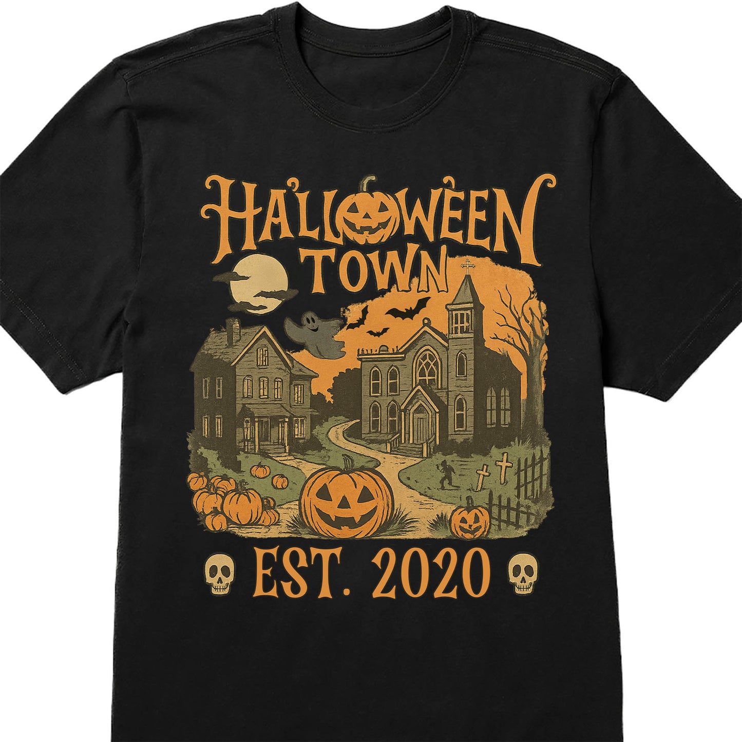 Halloween Town Established 2020 With Pumpkins And Ghosts