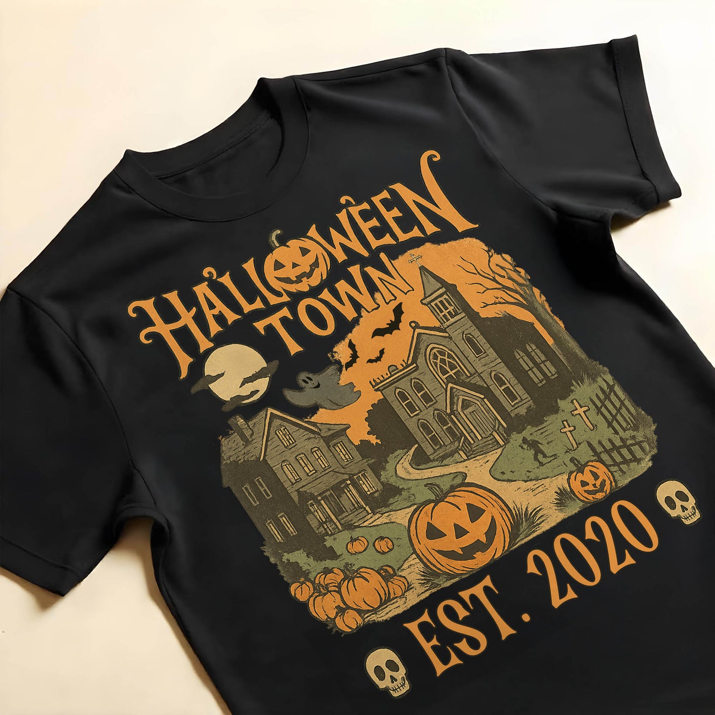 Halloween Town Established 2020 With Pumpkins And Ghosts