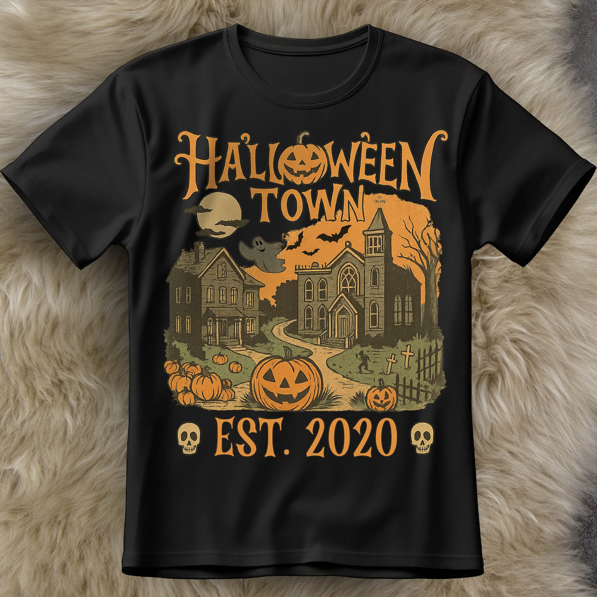 Halloween Town Established 2020 With Pumpkins And Ghosts