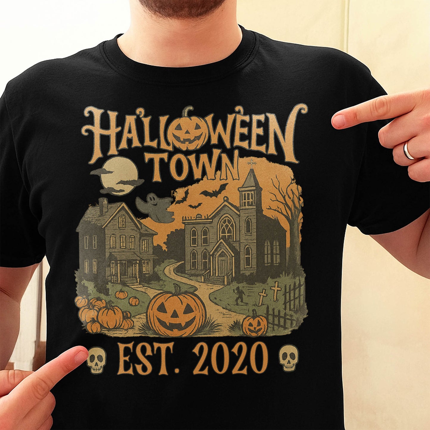 Halloween Town Established 2020 With Pumpkins And Ghosts