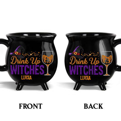 Drink Up Witches With Witch Hat And Wine Glass