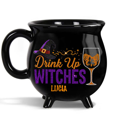 Drink Up Witches With Witch Hat And Wine Glass