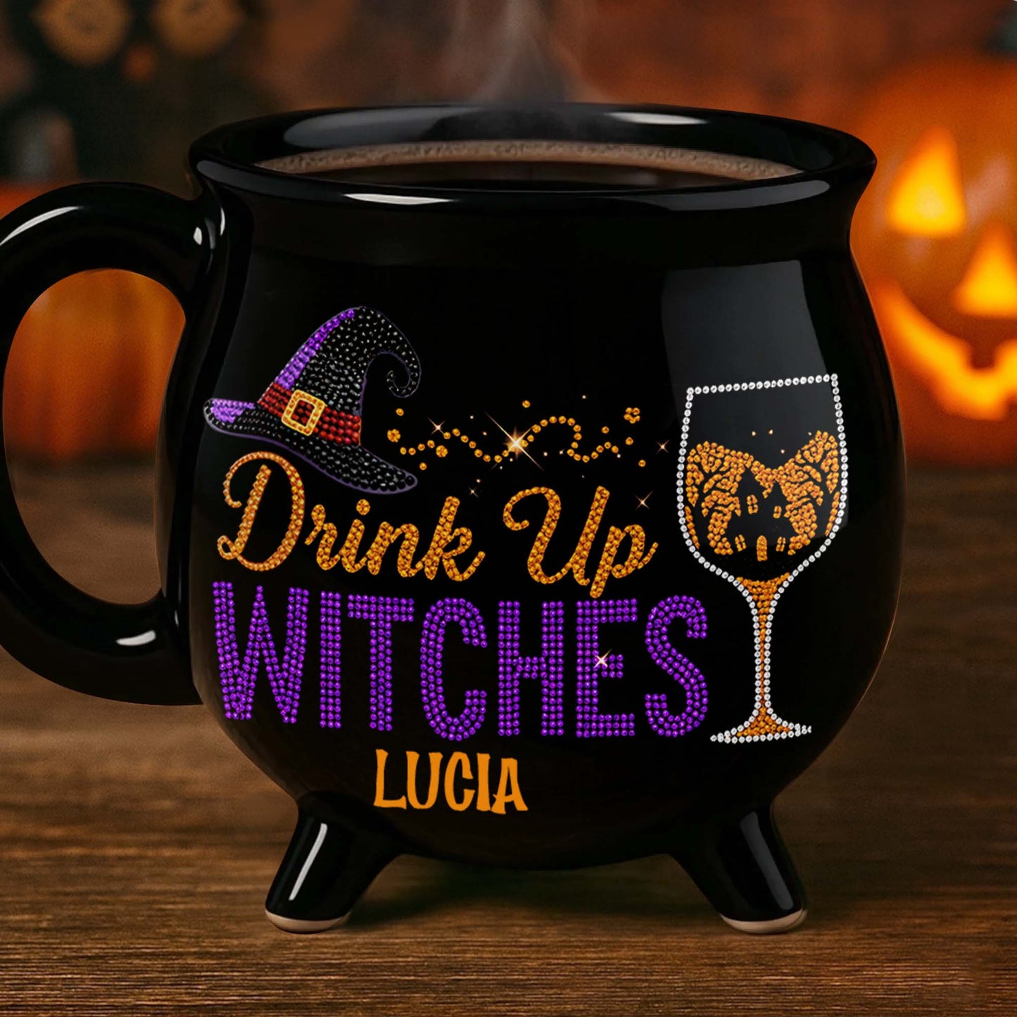Drink Up Witches With Witch Hat And Wine Glass