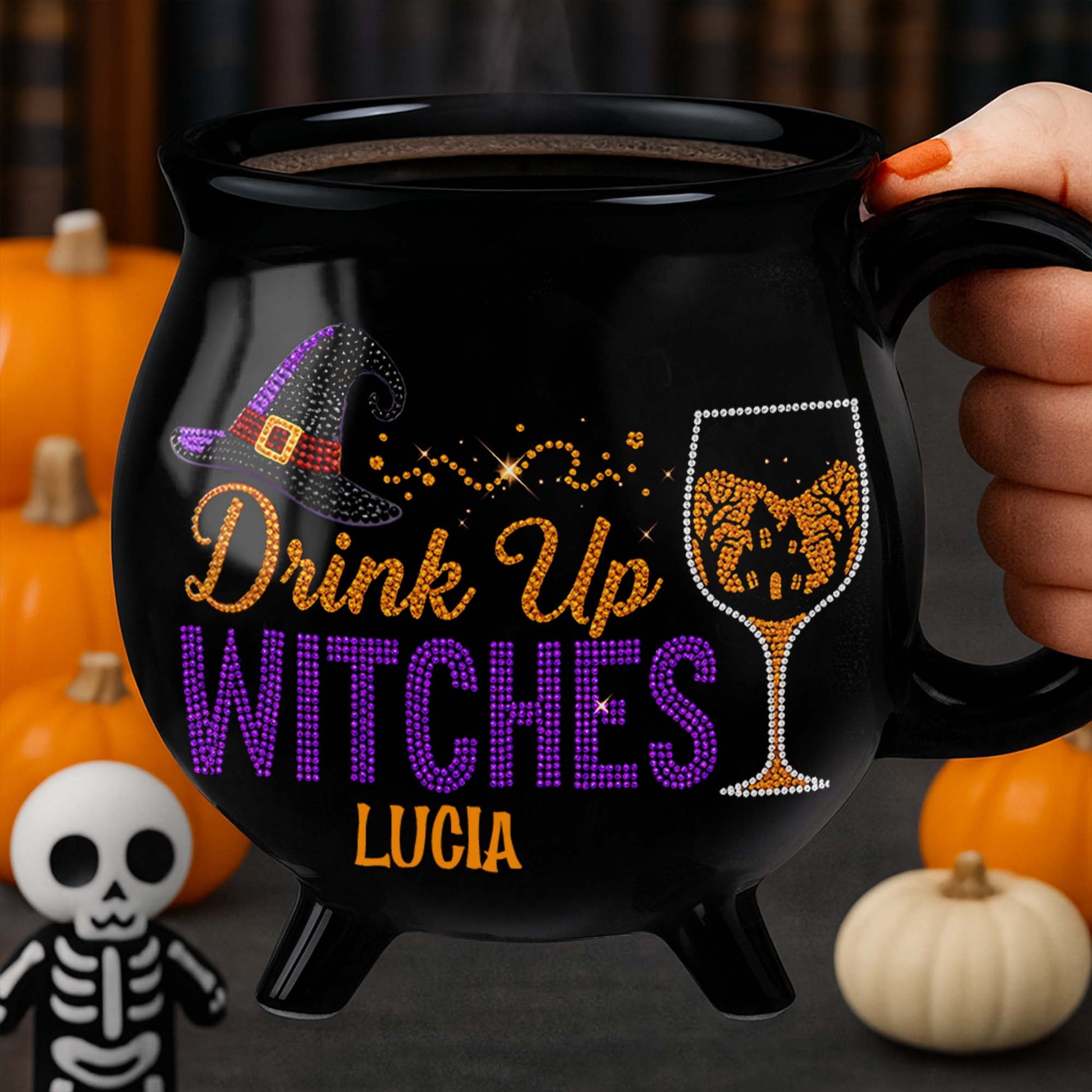 Drink Up Witches With Witch Hat And Wine Glass