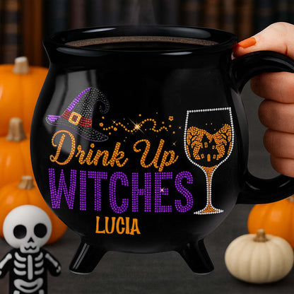 Drink Up Witches With Witch Hat And Wine Glass