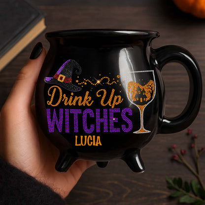 Drink Up Witches With Witch Hat And Wine Glass