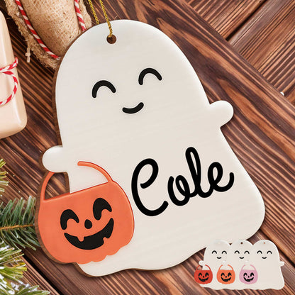 Delightful Ghost With Pumpkin Basket