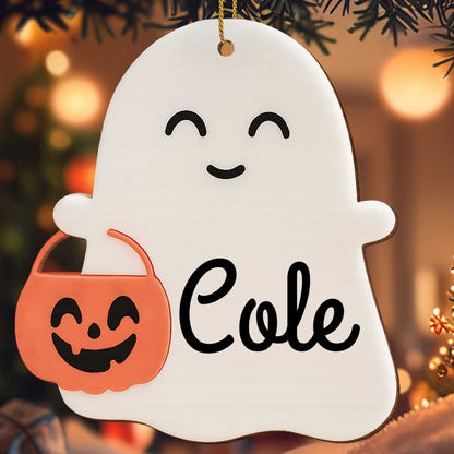 Delightful Ghost With Pumpkin Basket