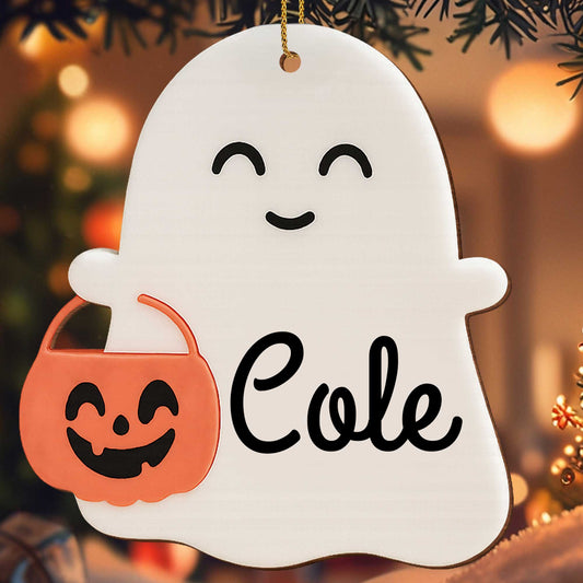 Delightful Ghost With Pumpkin Basket