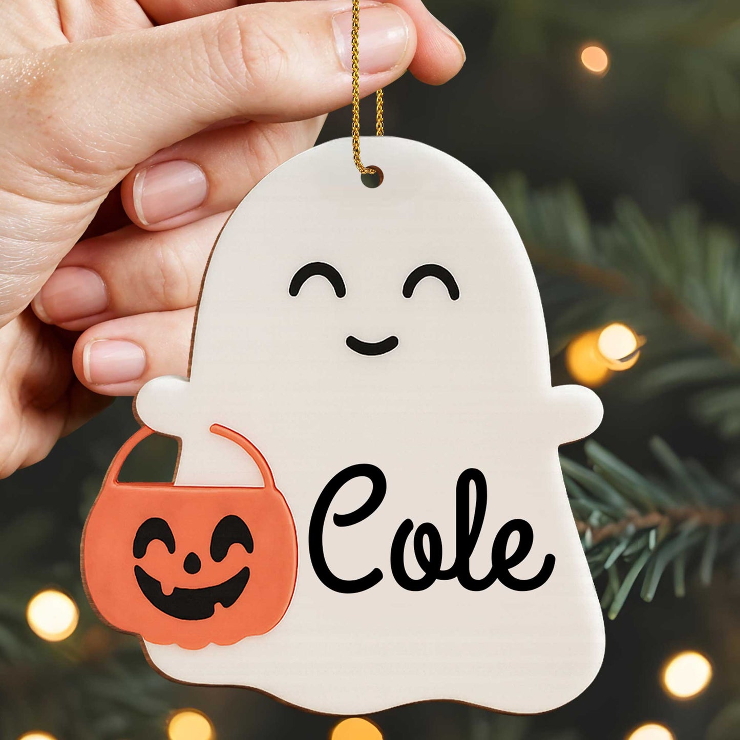 Delightful Ghost With Pumpkin Basket