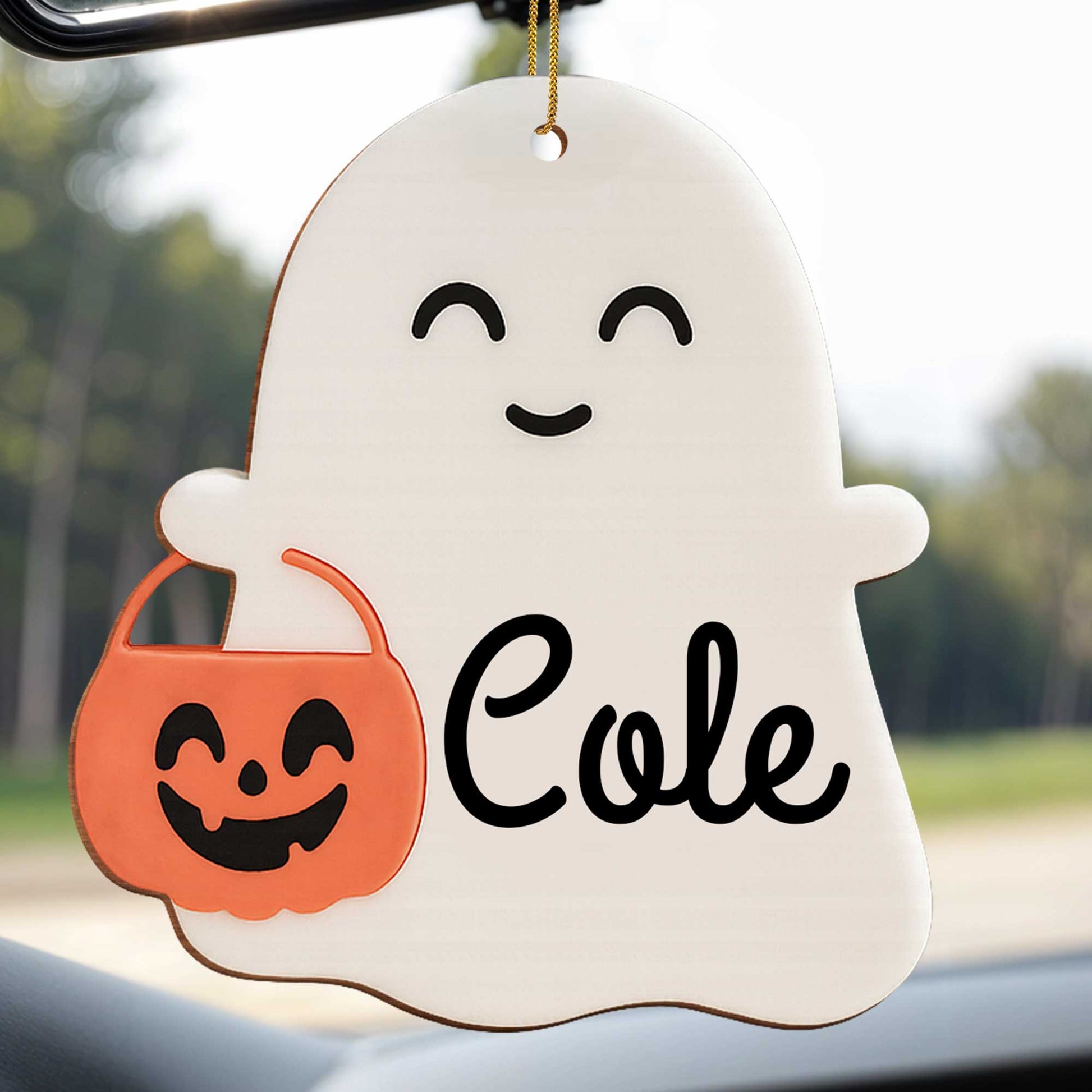 Delightful Ghost With Pumpkin Basket