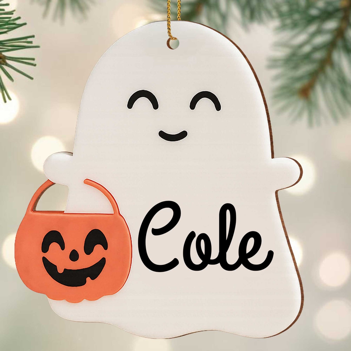 Delightful Ghost With Pumpkin Basket