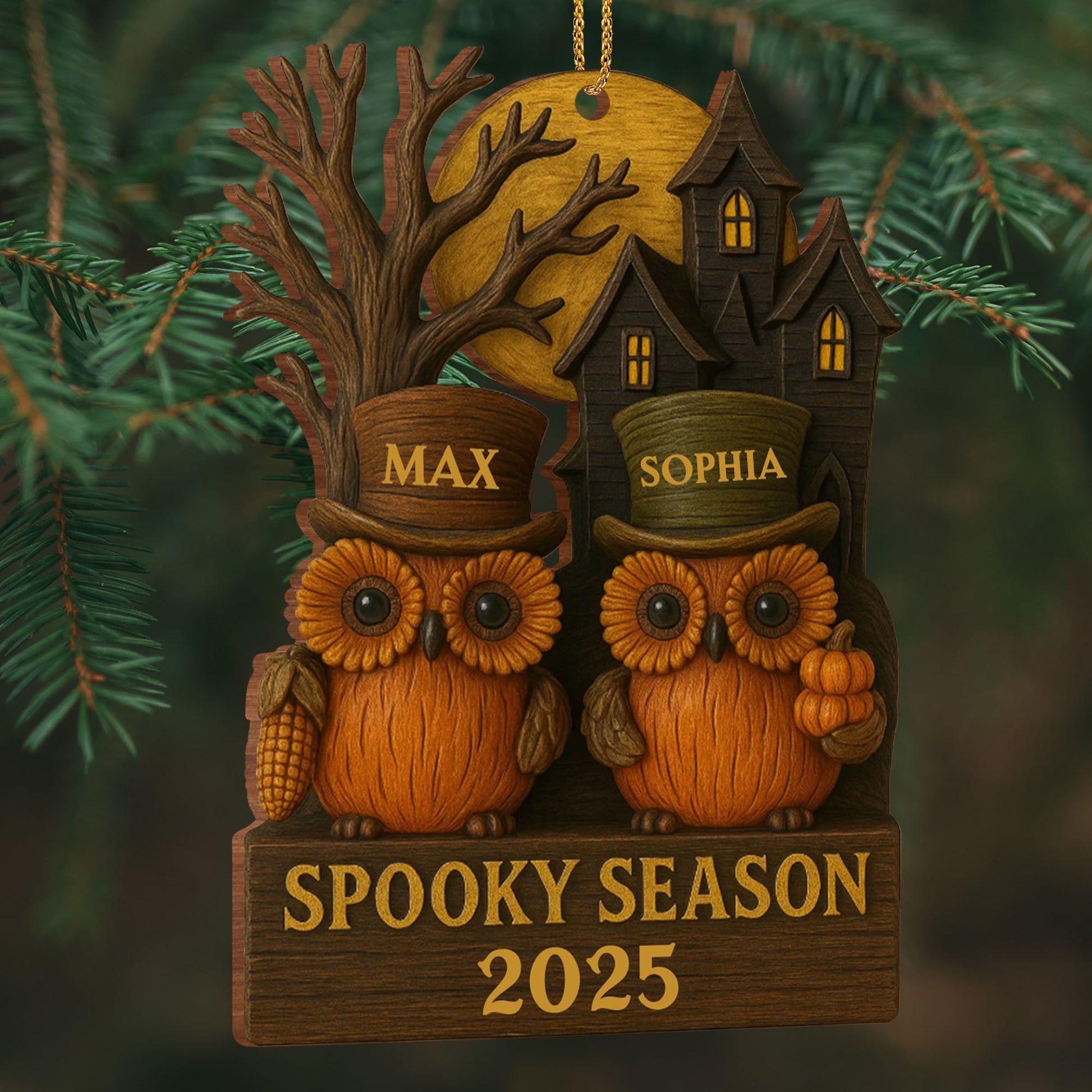 Spooky Season With Owls And Haunted House