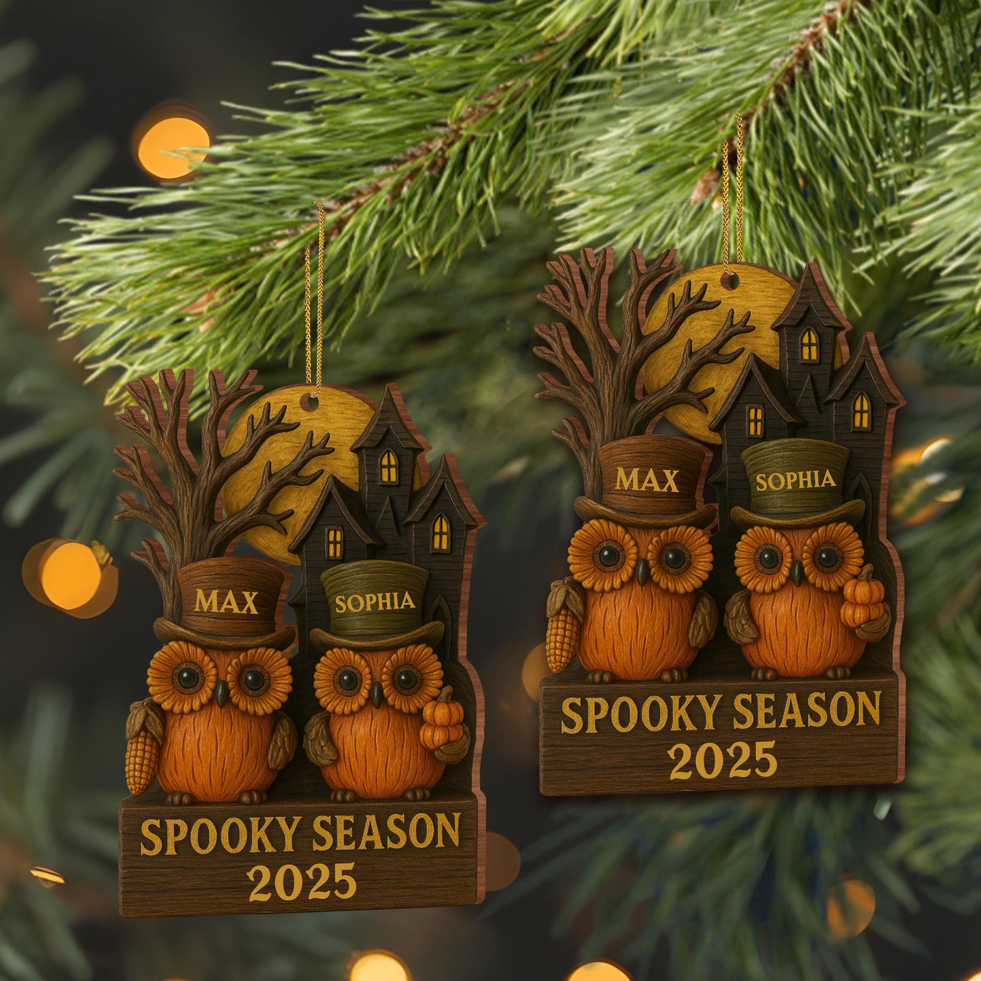 Spooky Season With Owls And Haunted House