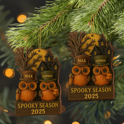 Spooky Season With Owls And Haunted House