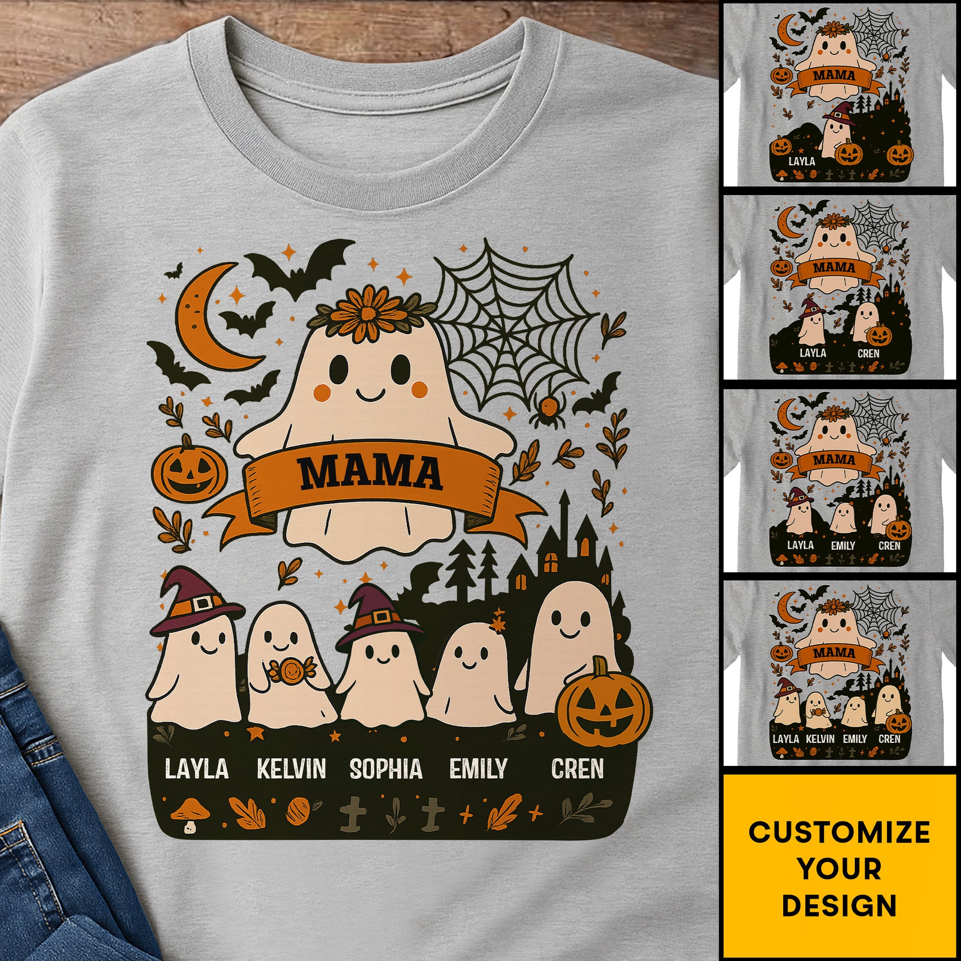Customizable Spooky Halloween Family T-Shirt