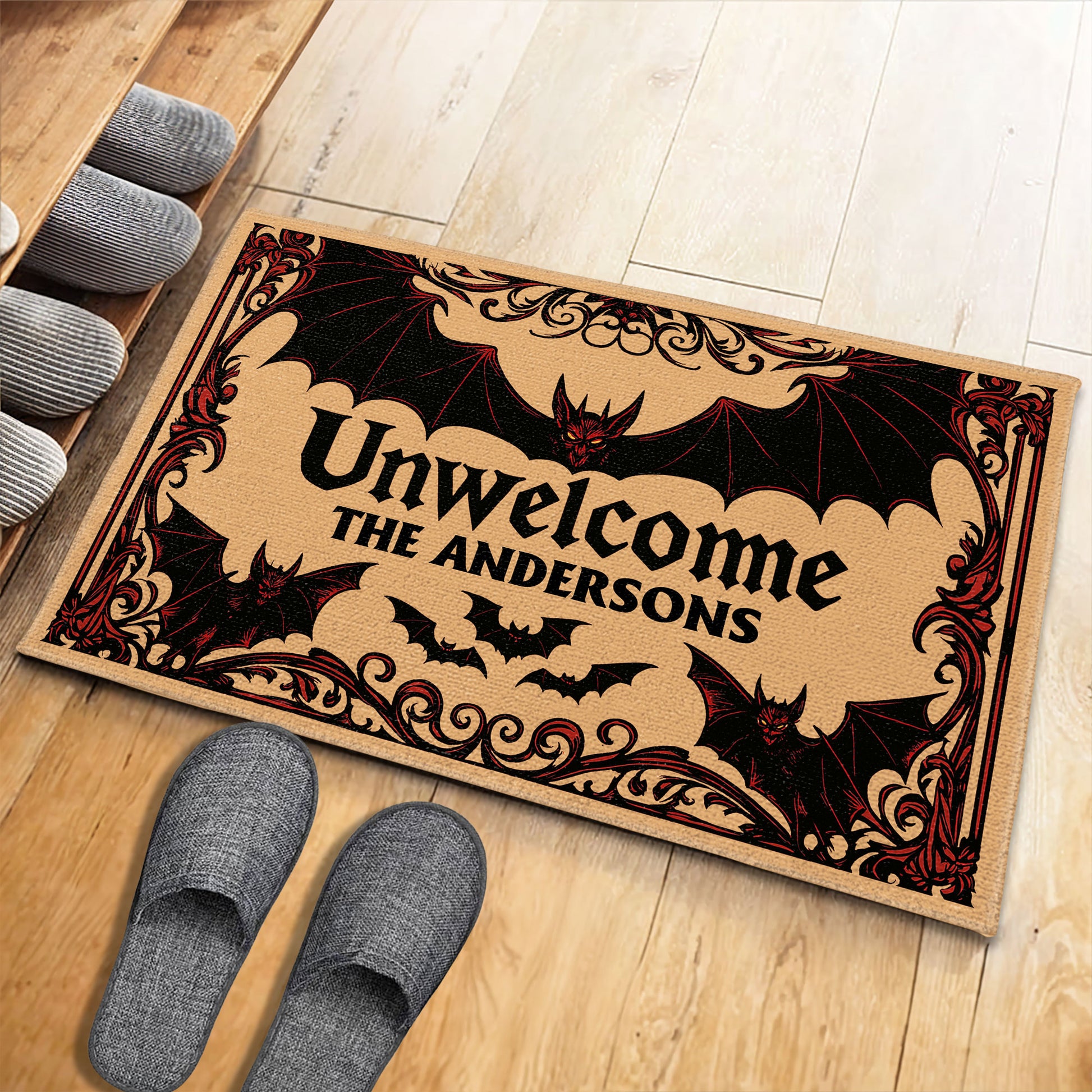 Unwelcome Doormat With Bats Design