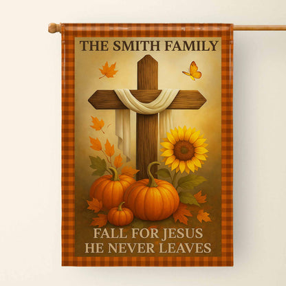 Fall For Jesus He Never Leaves, Cross and Sunflowers