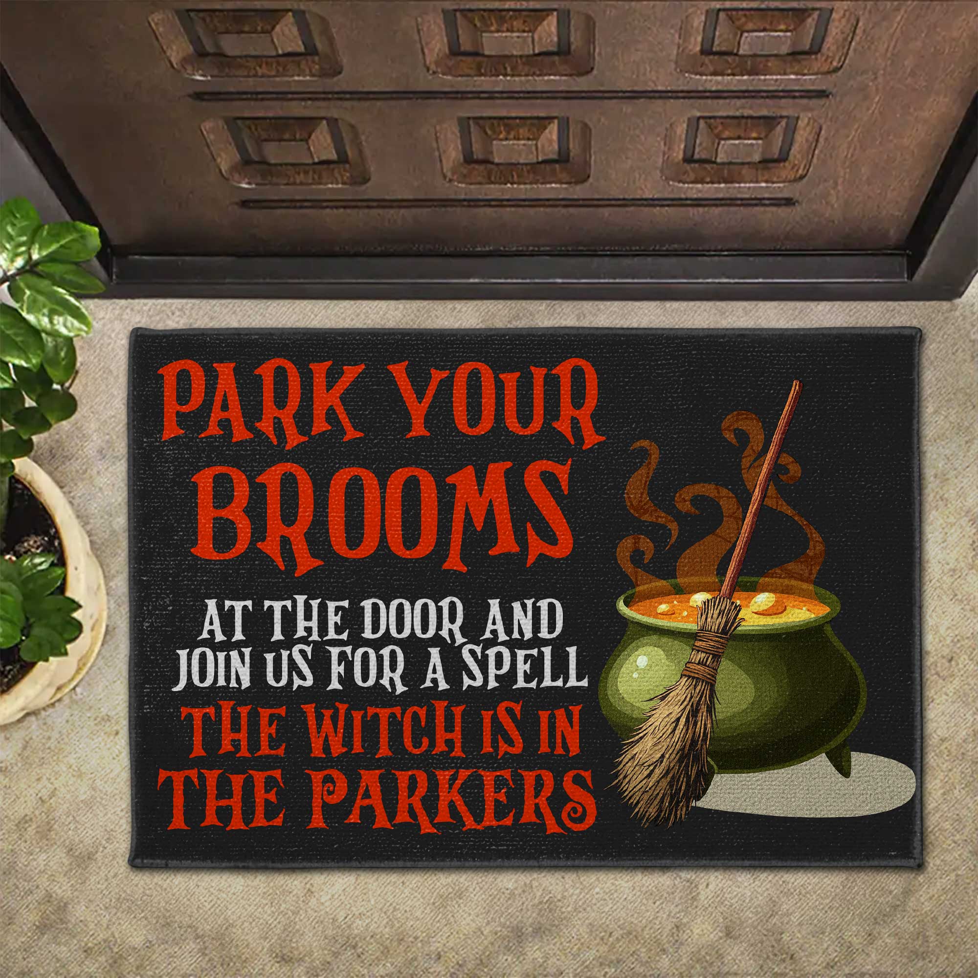 Park Your Brooms, Join Us For A Spell, The Witch Is In, Custom Doormat ...