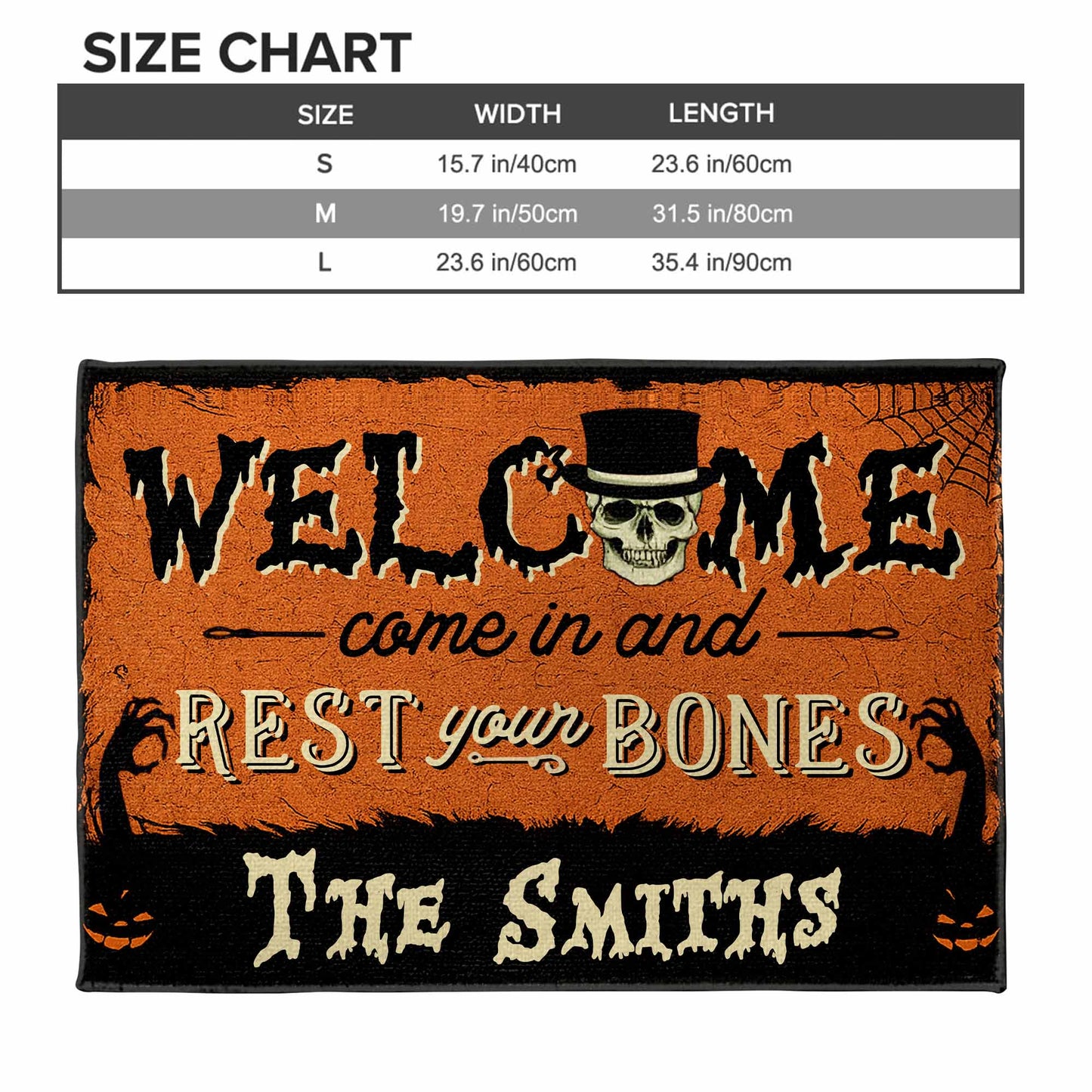 Welcome Come In And Rest Your Bones Skull Spider Web Pumpkin - Personalized Custom Doormat - HALW050_DRM