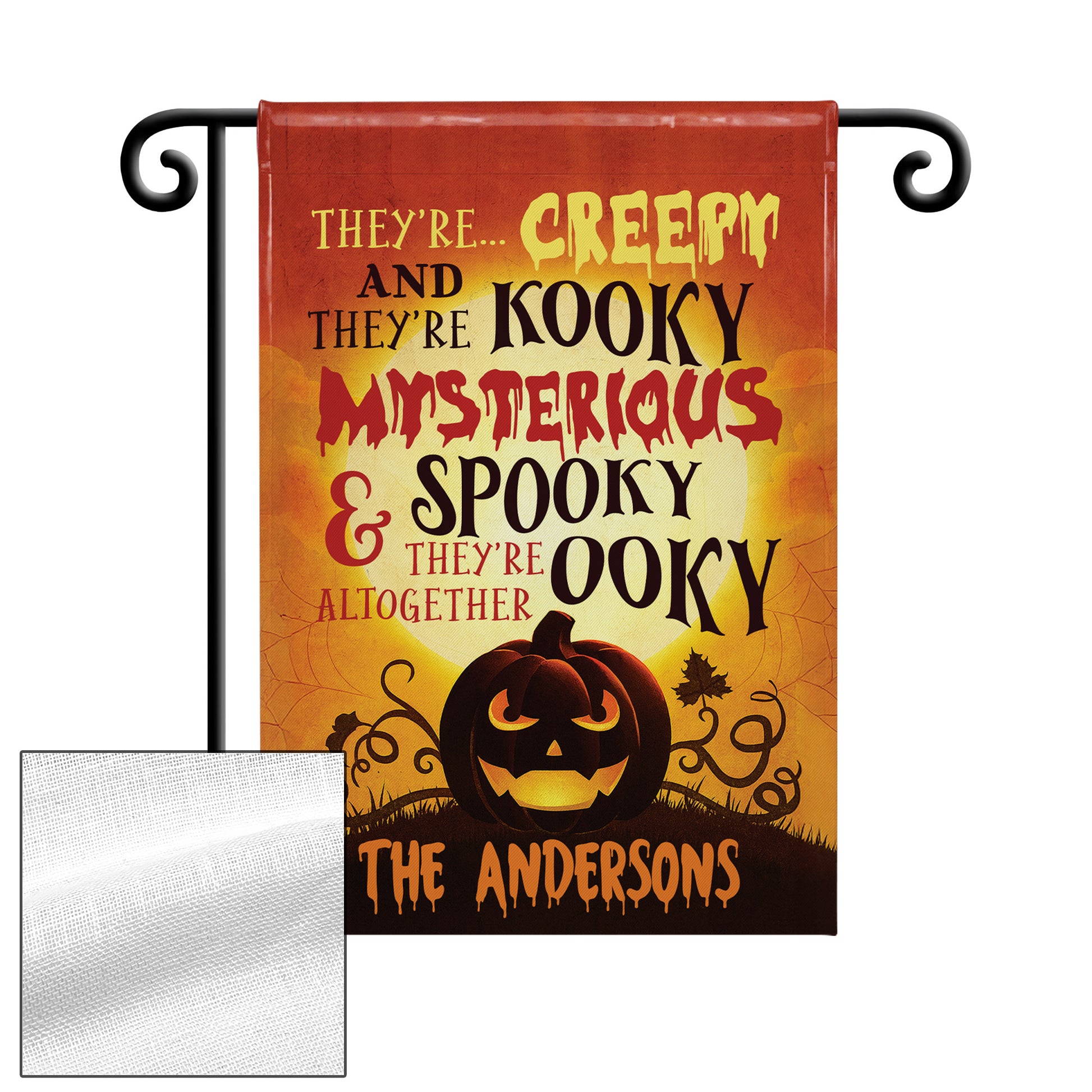 Creepy Kooky Mysterious Spooky Family Halloween Flag