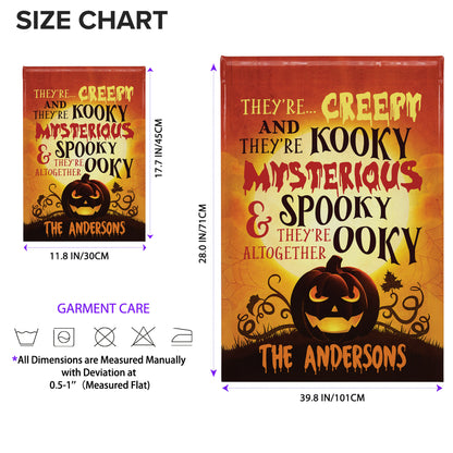 Creepy Kooky Mysterious Spooky Family Halloween Flag