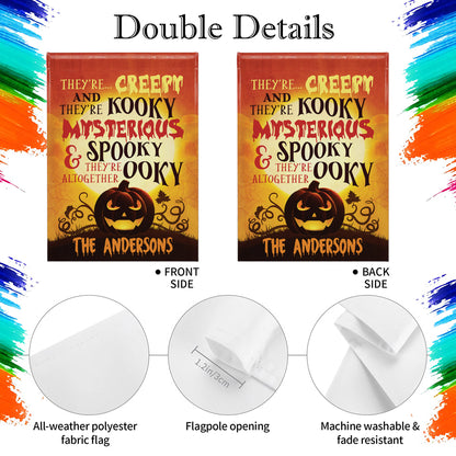 Creepy Kooky Mysterious Spooky Family Halloween Flag