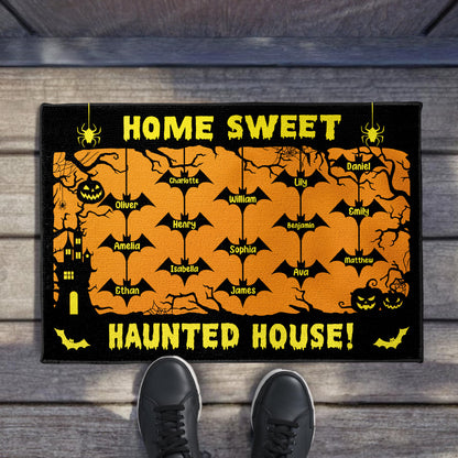 Home Sweet Haunted House With Bats and Pumpkins