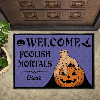 Welcome Foolish Mortals, Pumpkin And Hand