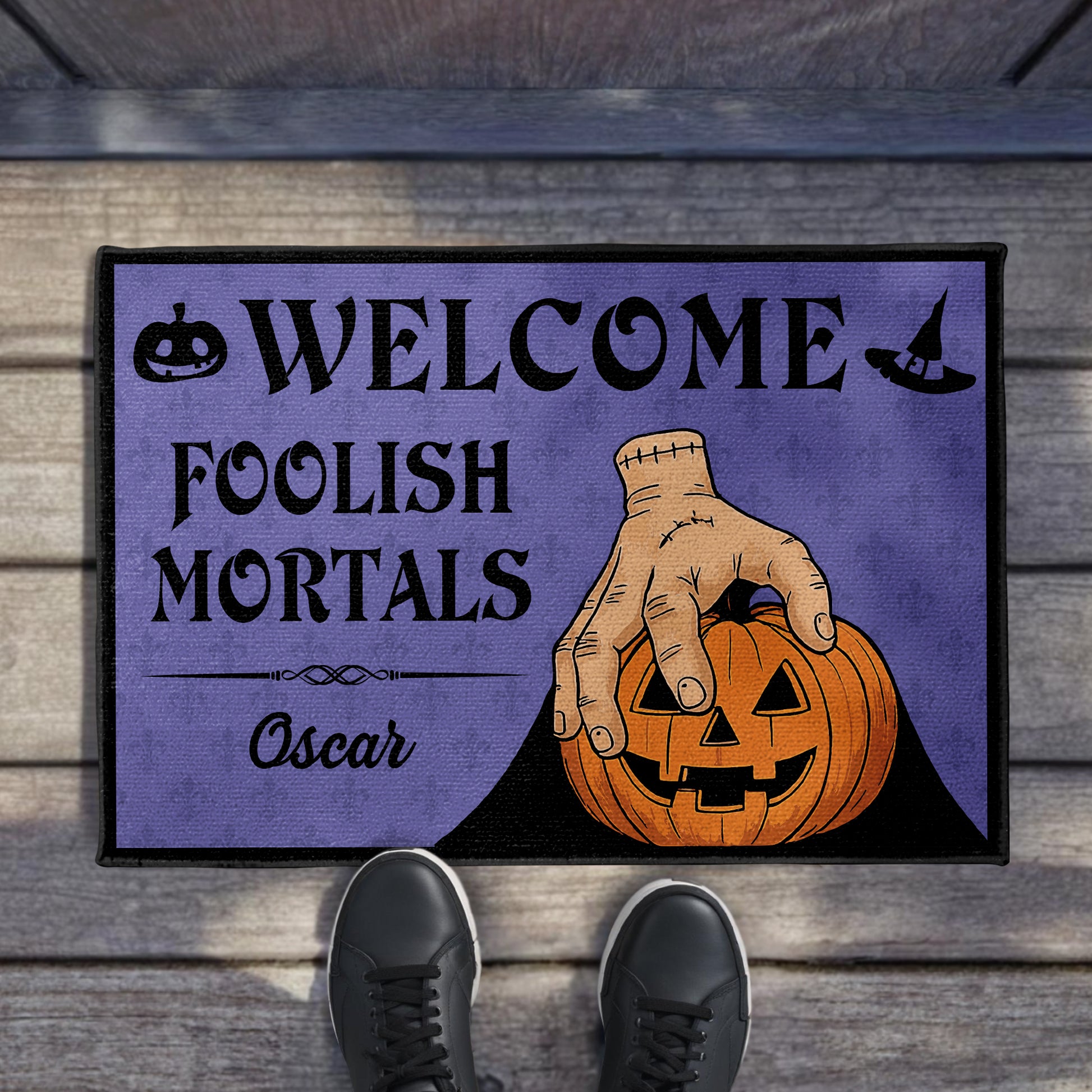 Welcome Foolish Mortals, Pumpkin And Hand