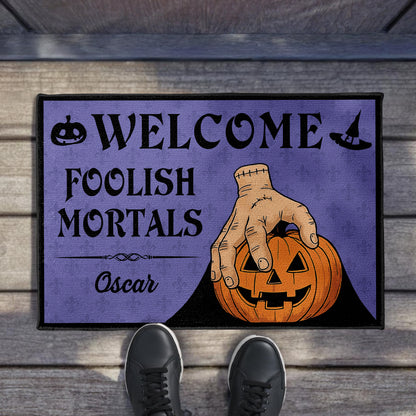 Welcome Foolish Mortals, Pumpkin And Hand