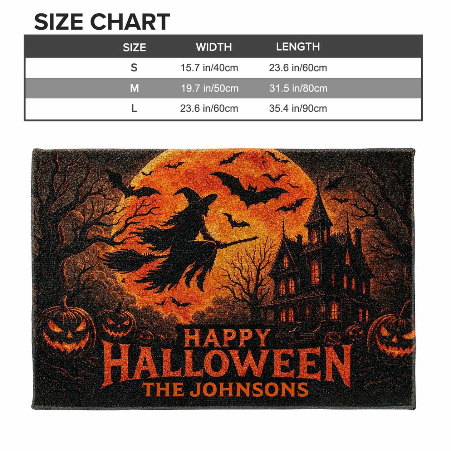 Happy Halloween Witch And Bats Design