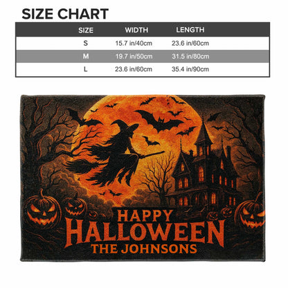 Happy Halloween Witch And Bats Design