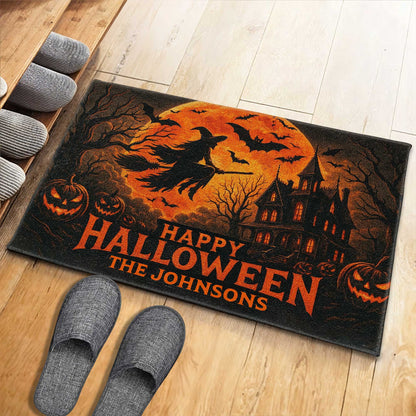 Happy Halloween Witch And Bats Design