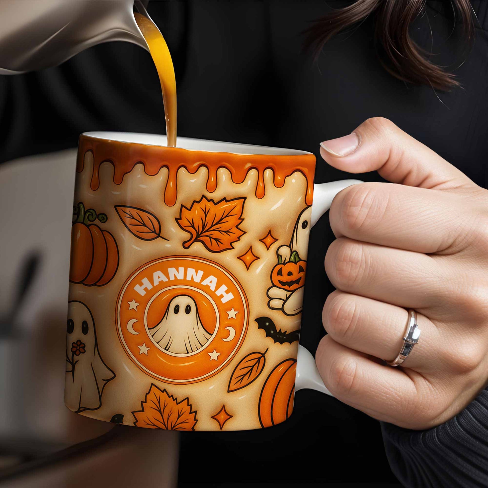 Enchanting Ghost and Pumpkin Themed Coffee Mug