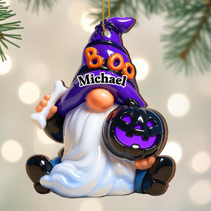 Boo! Ghost With Pumpkin And Bone