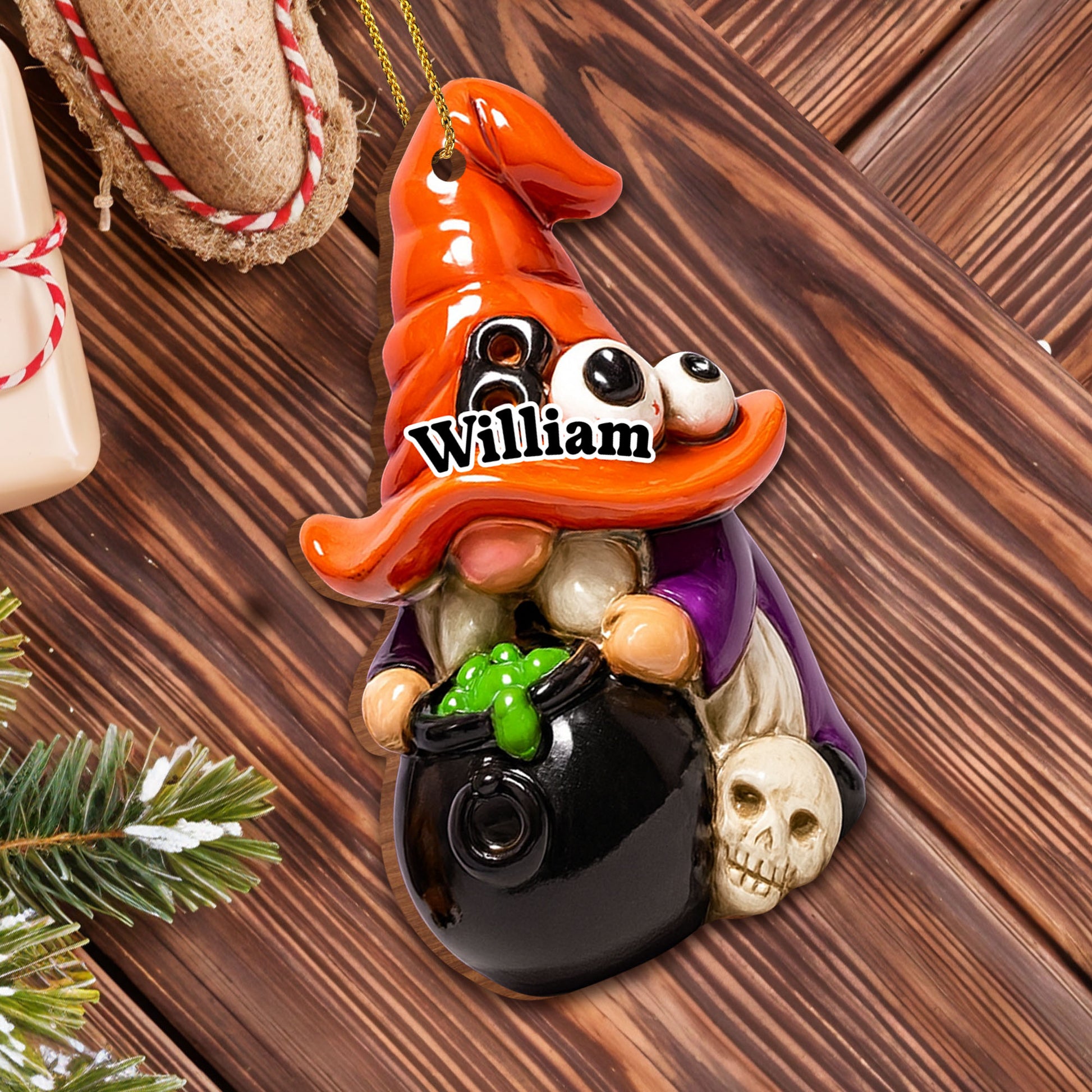 Boo! Ghost With Pumpkin And Bone