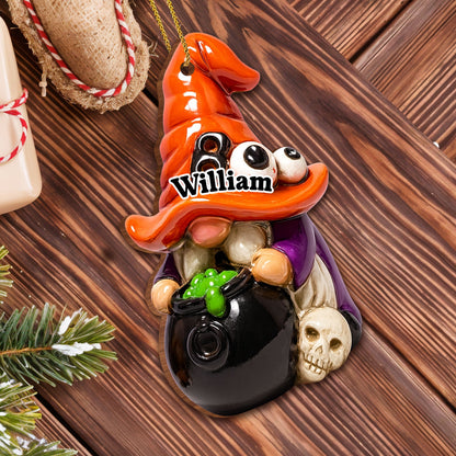 Boo! Ghost With Pumpkin And Bone