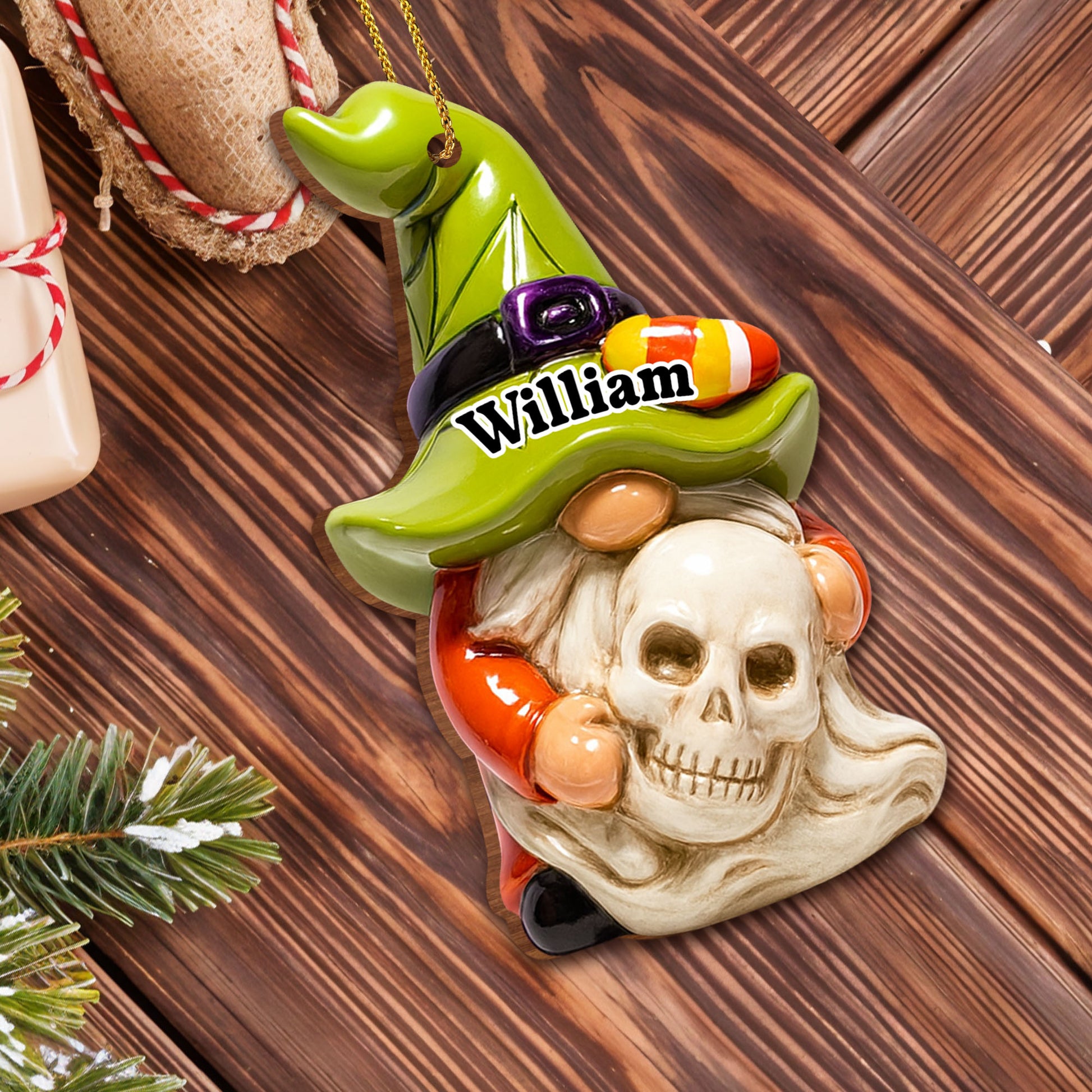 Boo! Ghost With Pumpkin And Bone