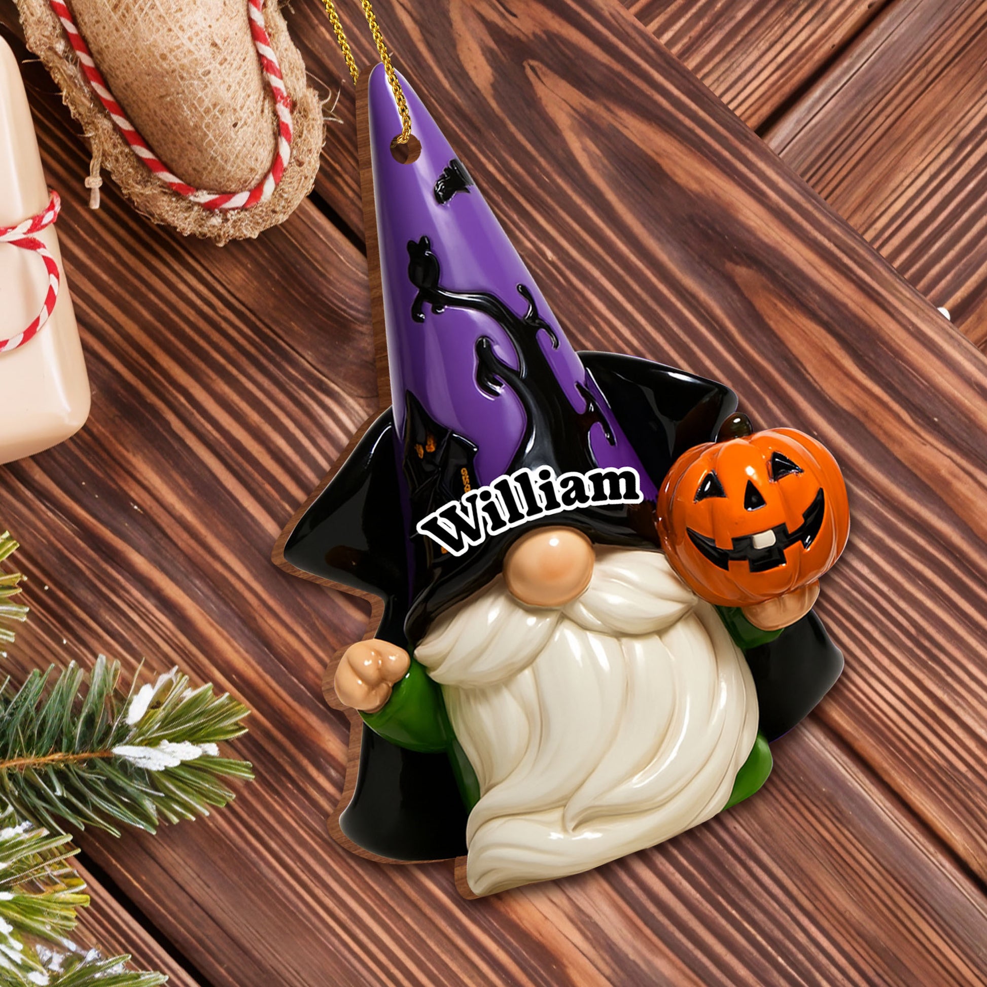 Boo! Ghost With Pumpkin And Bone