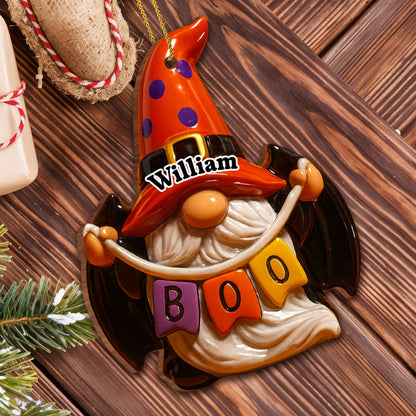 Boo! Ghost With Pumpkin And Bone