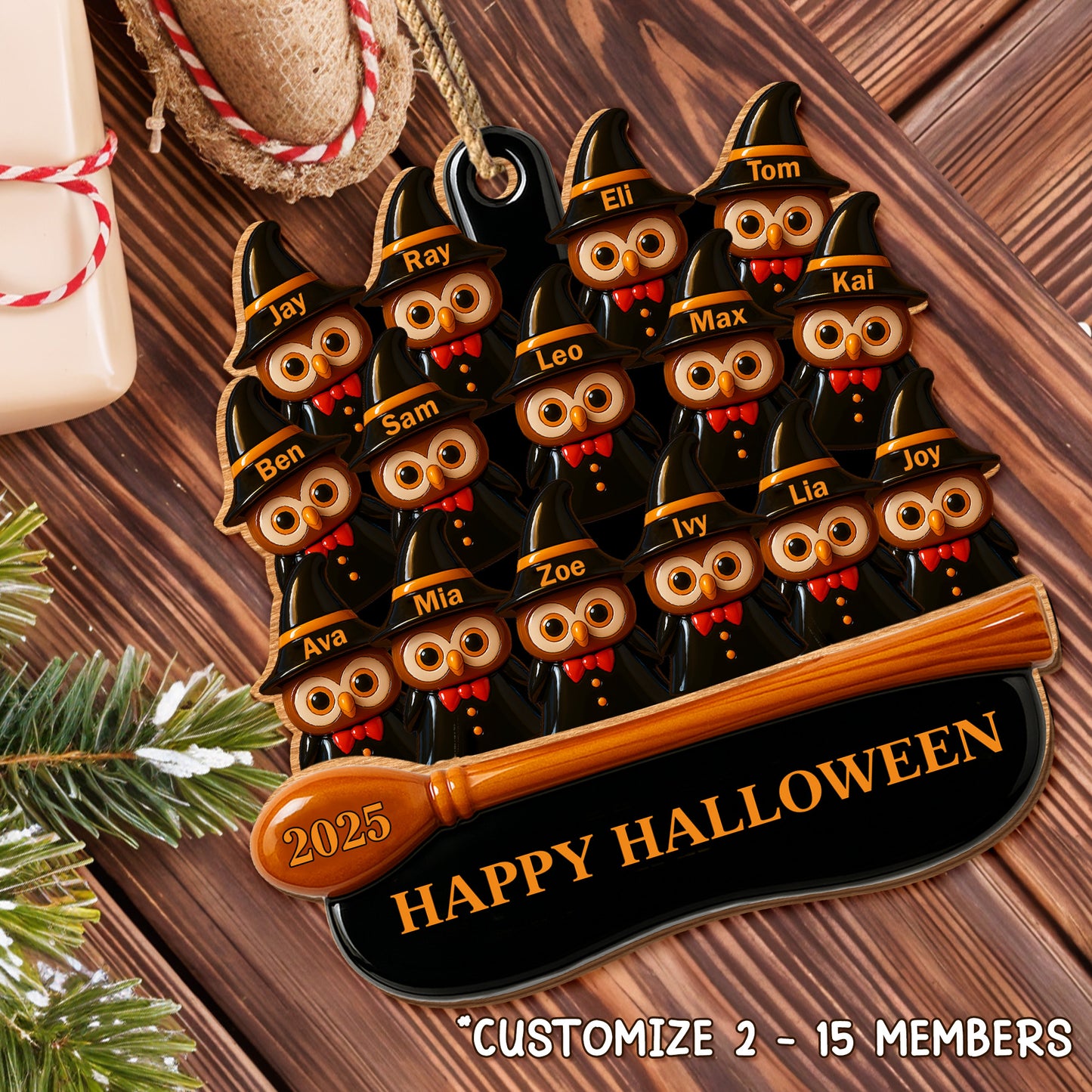 Happy Halloween Owl Family Decoration